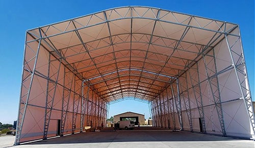 Tyndall Air Force Base hangar tension fabric buildings mounted on rails