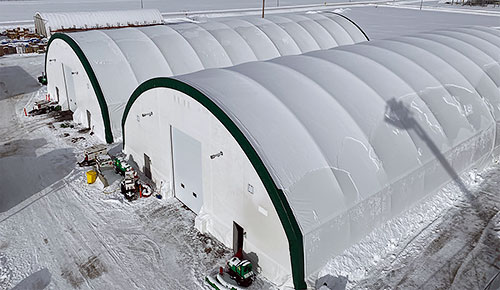 Two insulated 72'x154' tension fabric buildings for Dow